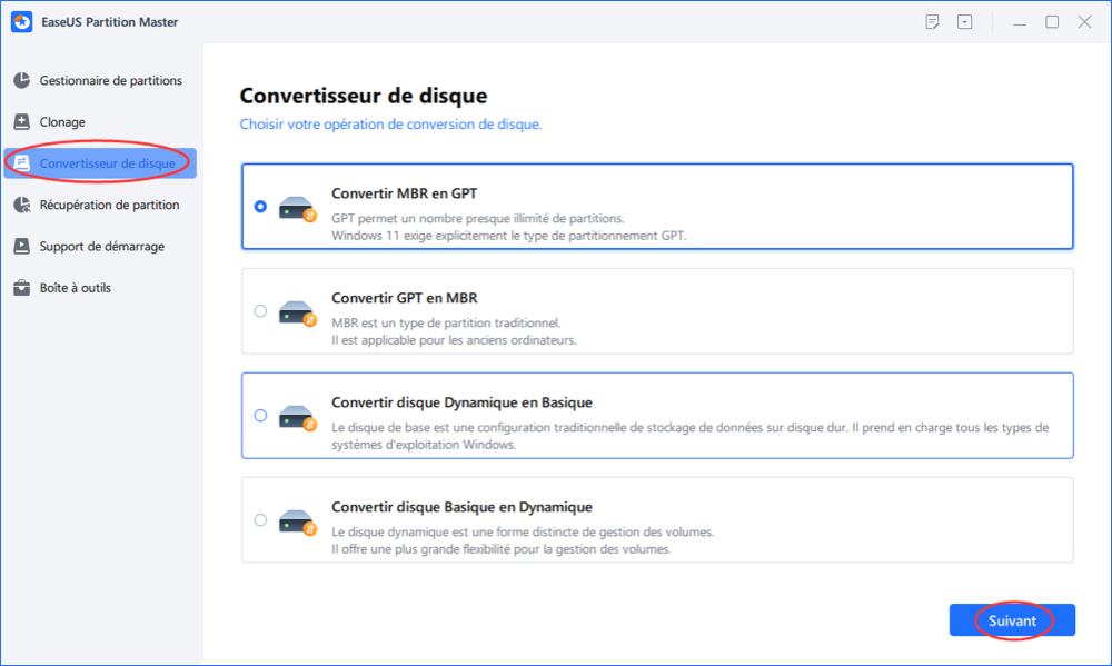 convertir le disque